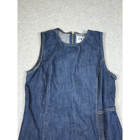 Zara Womens Size XL Denim Sleeveless Mini Dress - Picture 6 of 8